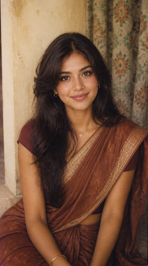 1980s Saree Portrait — example generated with this AI prompt