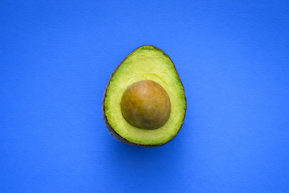 Avocado photo on a blue background