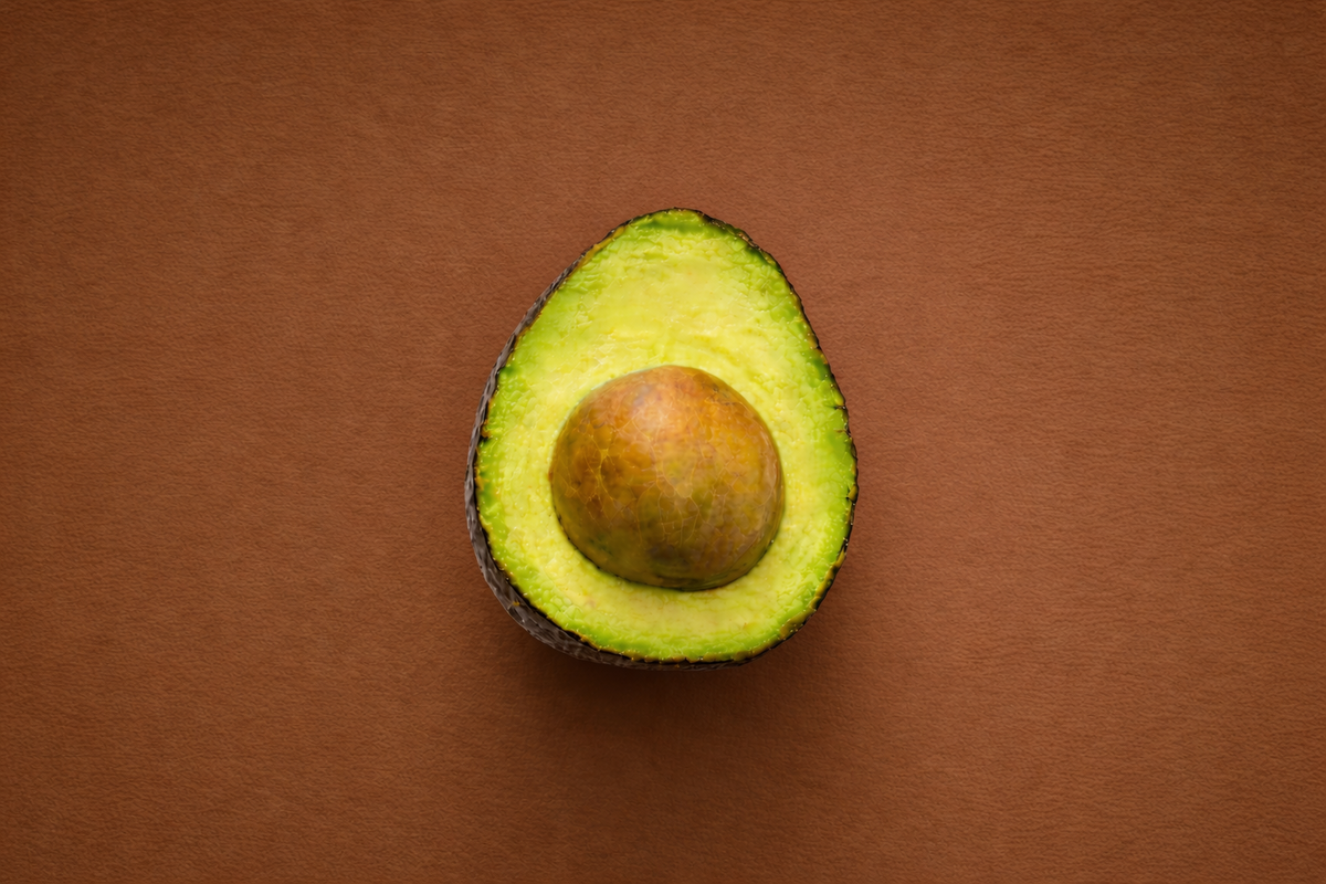 Avocado photo on a brown background