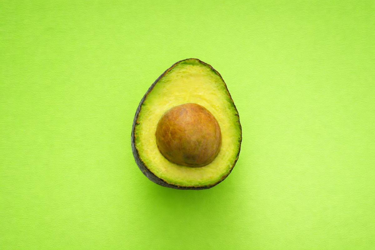 Avocado photo on a green background