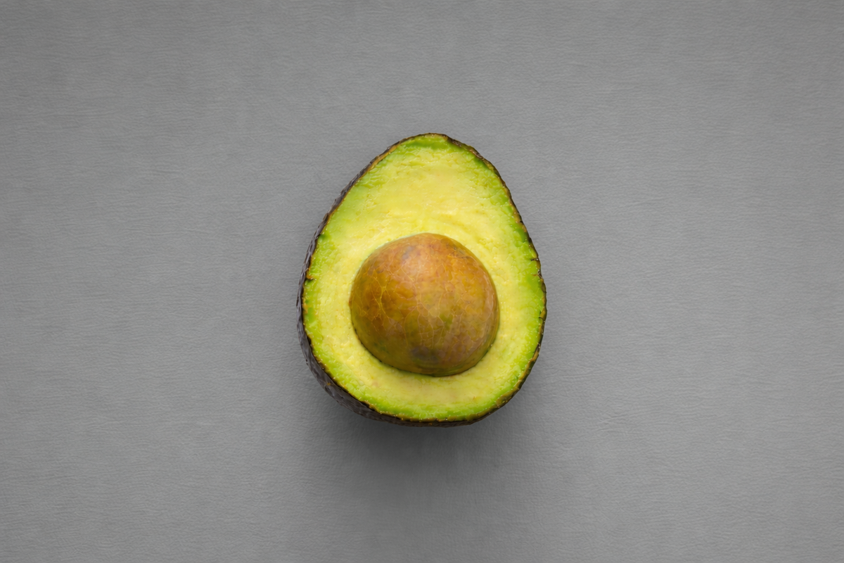 Avocado photo on a grey background