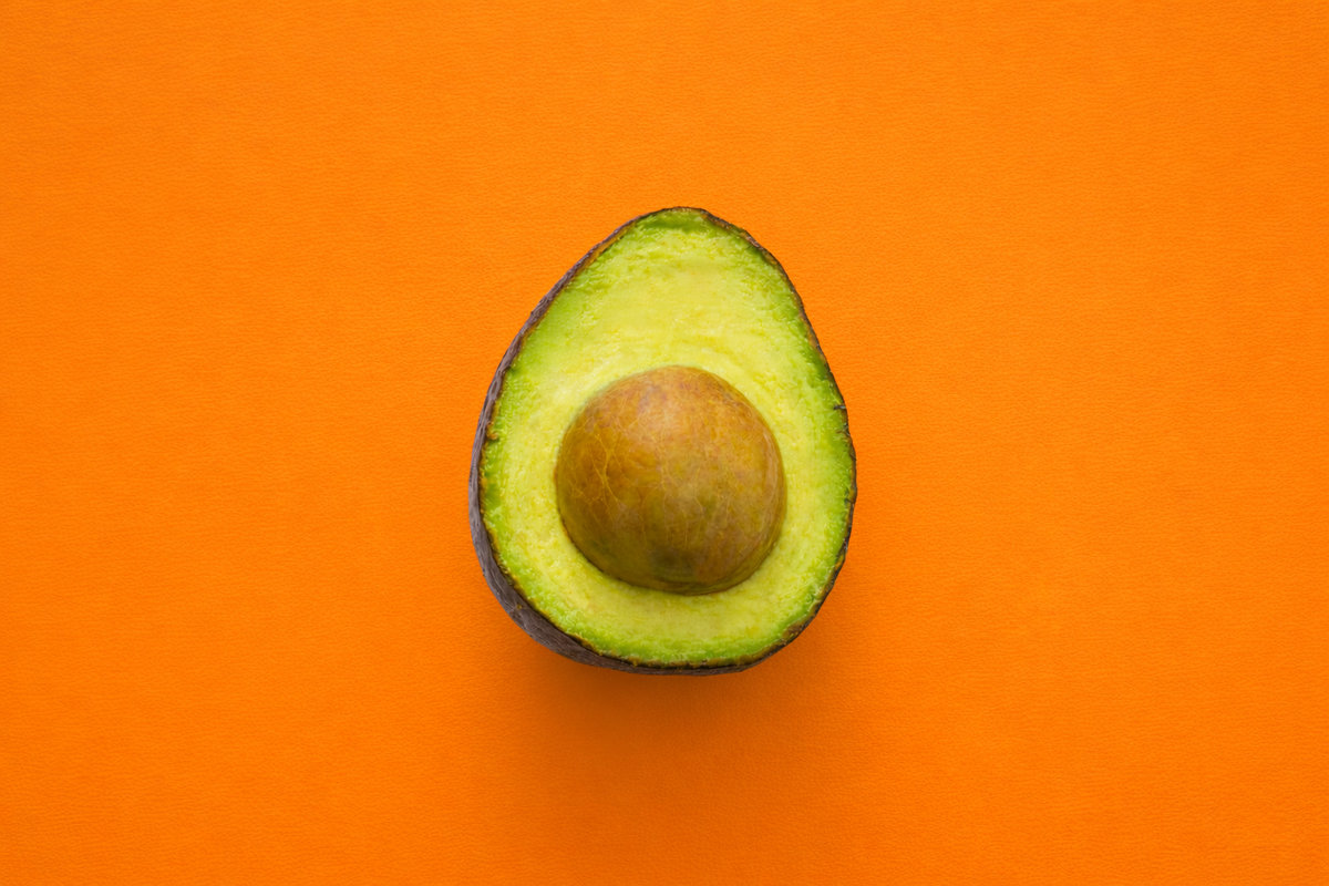 Avocado photo on a orange background