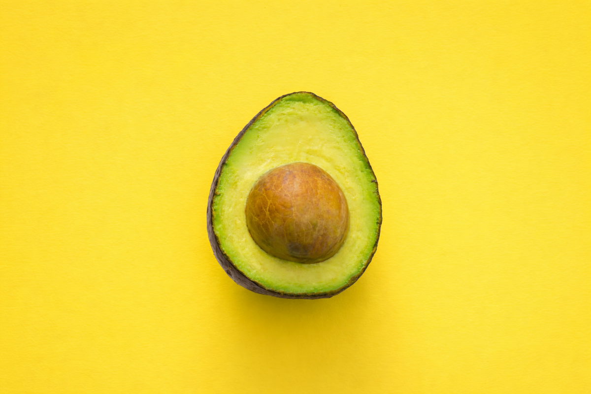 Avocado photo on a yellow background