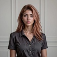 Portrait of a woman in a black shirt — sample photo to add a new background