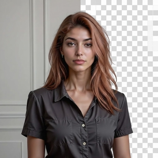Portrait of a woman with the background removed to transparent