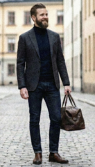 Man walking down the street with a bag in his hand — sample image to enhance