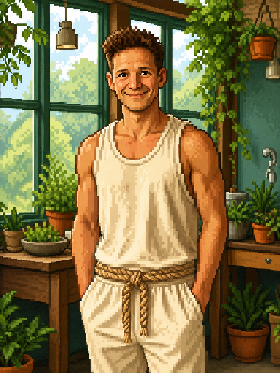Pixel art AI image generated with GoStudio.ai — lone figure at a cliff edge