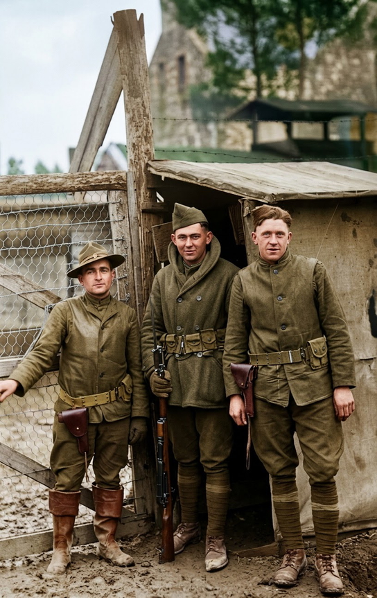Historical military photo after AI restoration, detail and clarity recovered
