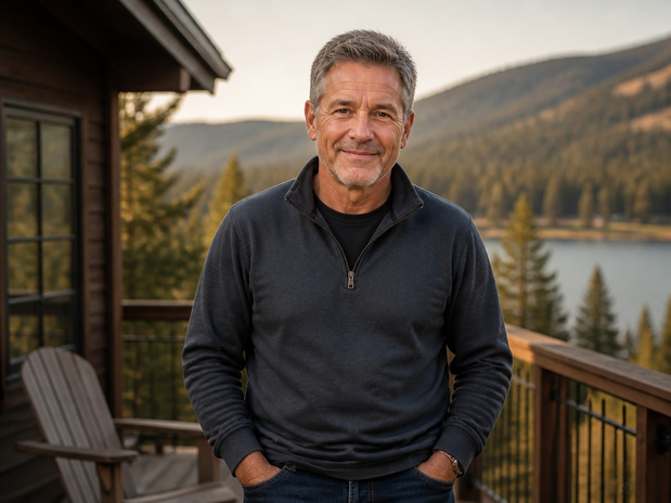 The same face aged into a grey-haired man after AI age progression The same face aged into a grey-haired man after AI age progression