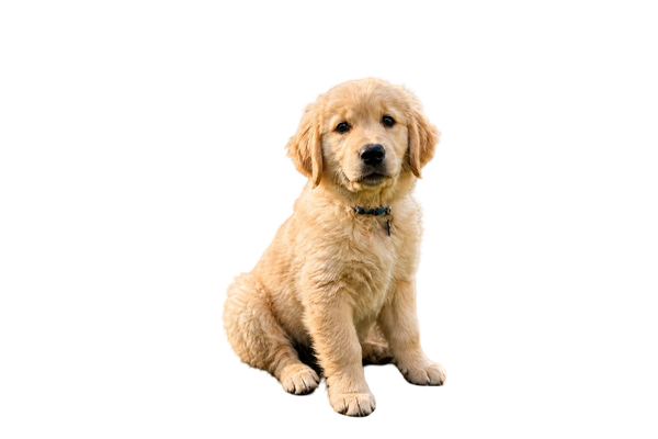 A golden retriever puppy sitting on a porch — background removed by GoStudio.ai (Free)