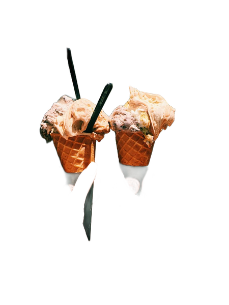 Two hands holding ice cream cones together — background removed by Erase.bg