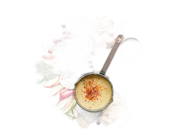 A grazing board of fruit, crackers and dips — background removed by Erase.bg