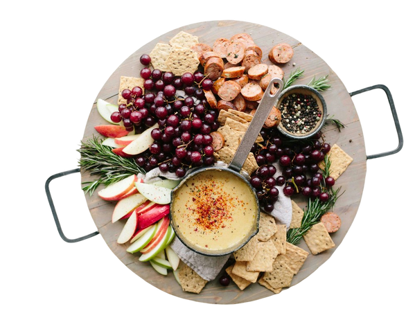 A grazing board of fruit, crackers and dips — background removed by GoStudio.ai (Free)
