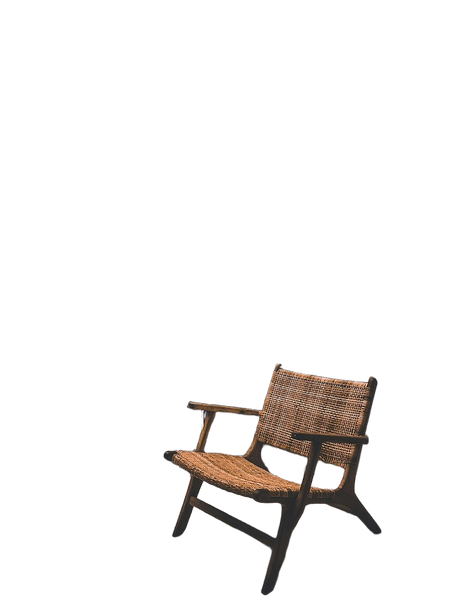 A wooden lounge chair on a balcony — background removed by Photoroom