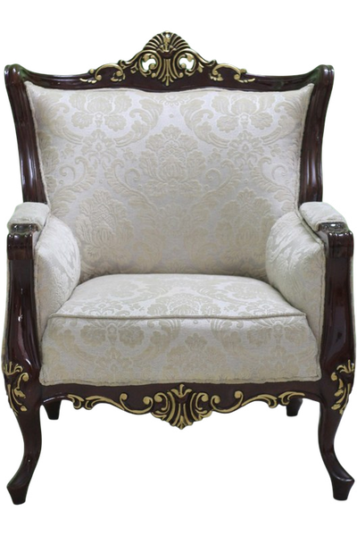 An ornate carved armchair against a green wall — background removed by iLoveIMG