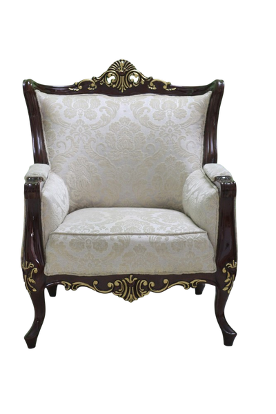An ornate carved armchair against a green wall — background removed by GoStudio.ai (Free)