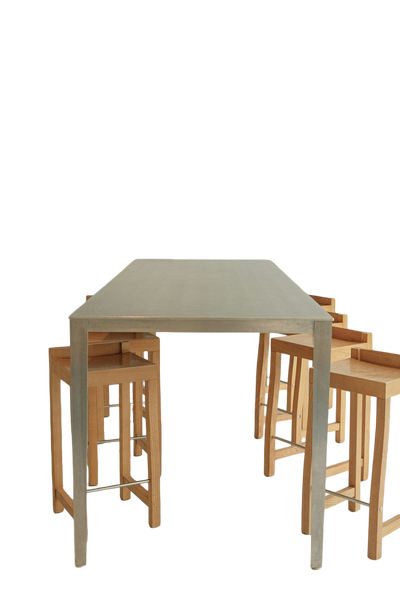 A pale dining table with stools tucked underneath — background removed by GoStudio.ai (Free)