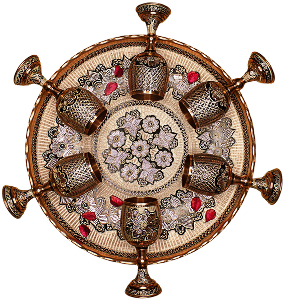 A brass wall ornament with candle holders around its rim — background removed by iLoveIMG