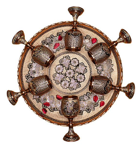 A brass wall ornament with candle holders around its rim — background removed by GoStudio.ai (Free)