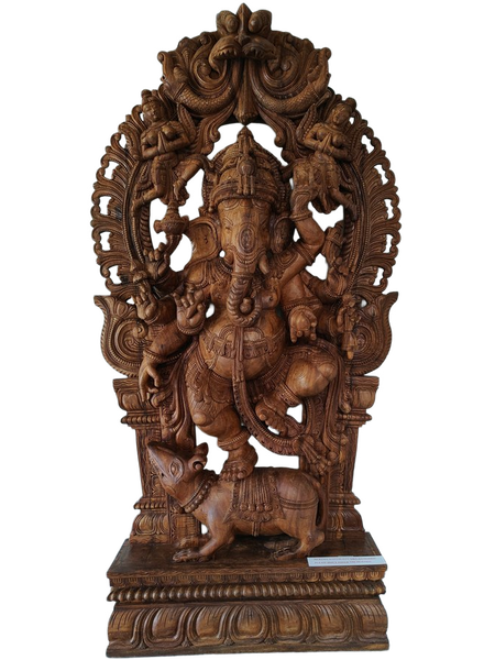 A carved wooden temple ornament — background removed by iLoveIMG