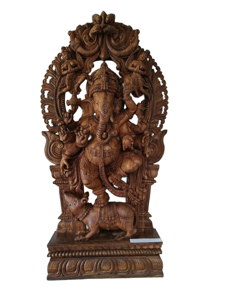A carved wooden temple ornament — background removed by Erase.bg