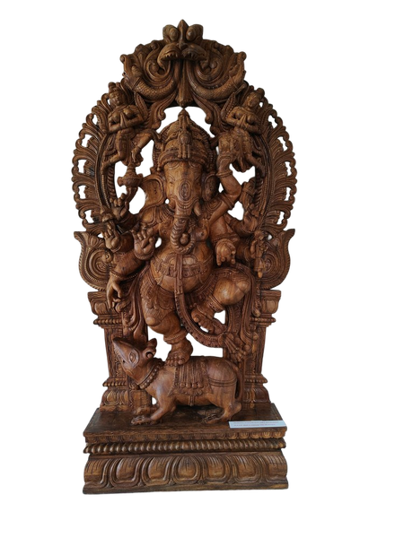A carved wooden temple ornament — background removed by GoStudio.ai (Free)