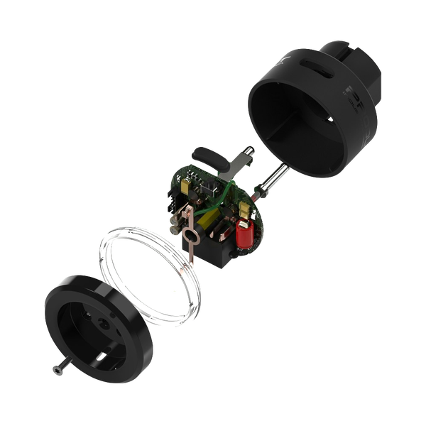 An exploded view of a motor assembly — background removed by Remove.bg