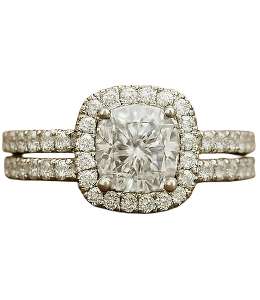 A diamond ring on a brown suede box — background removed by iLoveIMG
