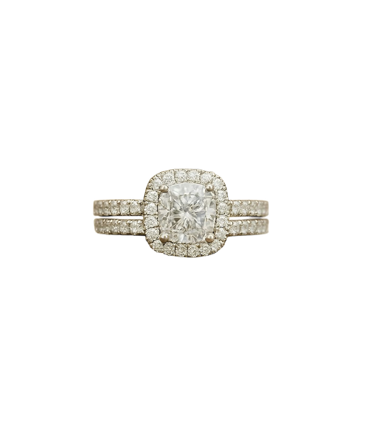 A diamond ring on a brown suede box — background removed by Remove.bg