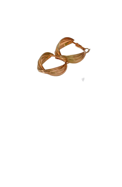 A pair of gold hoop earrings on a white tray — background removed by GoStudio.ai (Free)