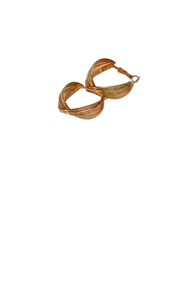 A pair of gold hoop earrings on a white tray — background removed by Photoroom