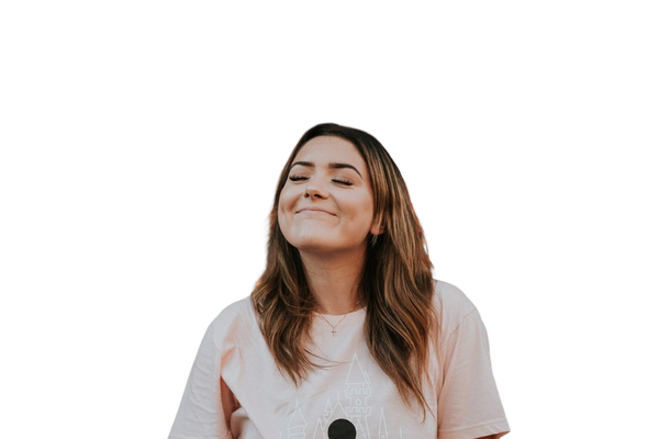 A woman laughing at a funfair, string lights behind her — background removed by GoStudio.ai (Free)