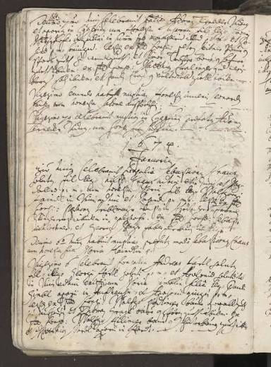Page of a handwritten seventeenth-century manuscript dated 1674, in brown iron-gall ink on laid paper