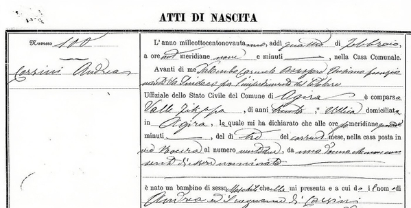Handwritten Italian birth register page from the 1890s — watermark removed by GoStudio Advanced