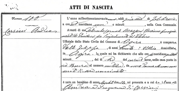 Handwritten Italian birth register page from the 1890s — watermark removed by GoStudio Pro