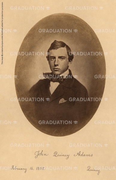 Oval sepia portrait of a young man in a bow tie, with a handwritten name, date and place below