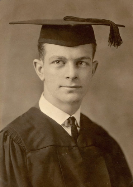 Sepia portrait of a young man in a mortarboard and gown — watermark removed by GoStudio Advanced
