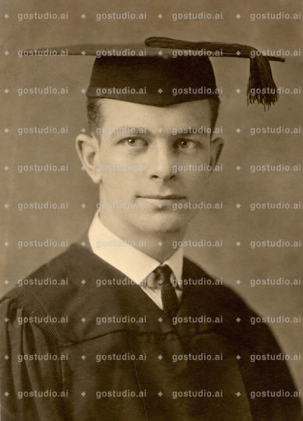 Sepia portrait of a young man in a mortarboard and gown