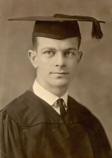 Sepia portrait of a young man in a mortarboard and gown — watermark removed by GoStudio Lite