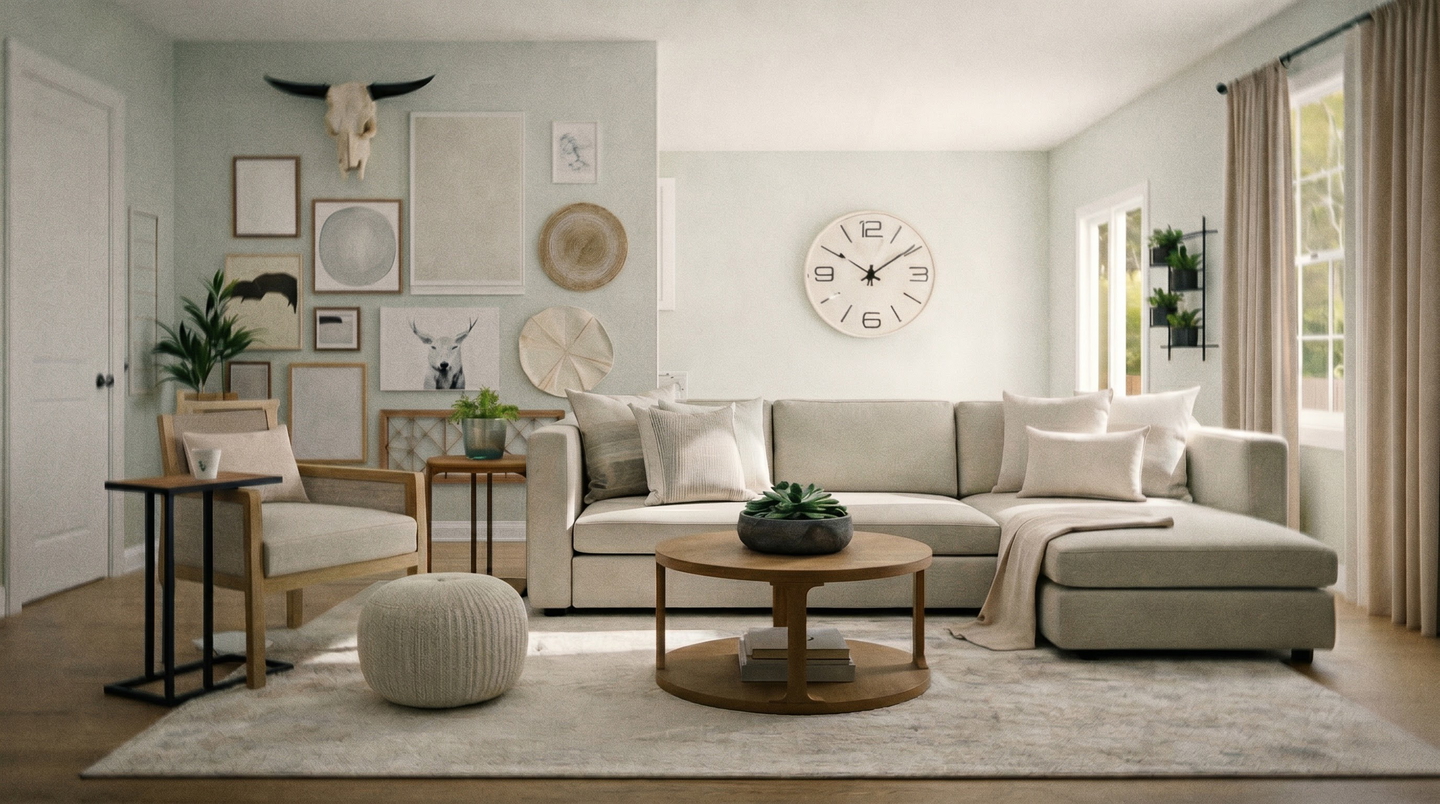 Living room with a cozy atmosphere — before AI noise removal