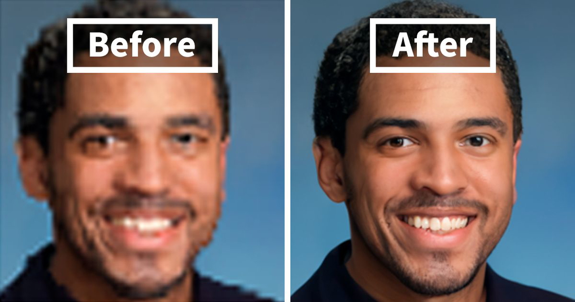Print-ready quality enlargement — before and after