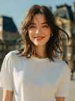 A clear front-facing portrait of a person with a natural smile — a sample to try in the AI face expression changer.