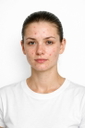Sample portrait of a woman with skin blemishes to try in the AI face retouch tool