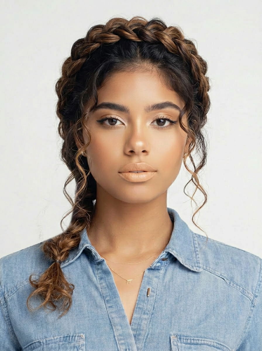 AI try-on: dreadlocks ponytail on a female portrait