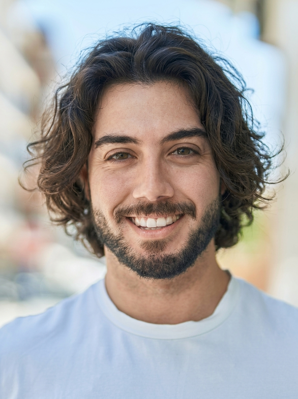 AI hairstyle changer result: wavy medium male hairstyle