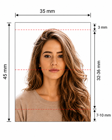 Australian 35×45 mm dimensions diagram Australian 35×45 mm dimensions diagram