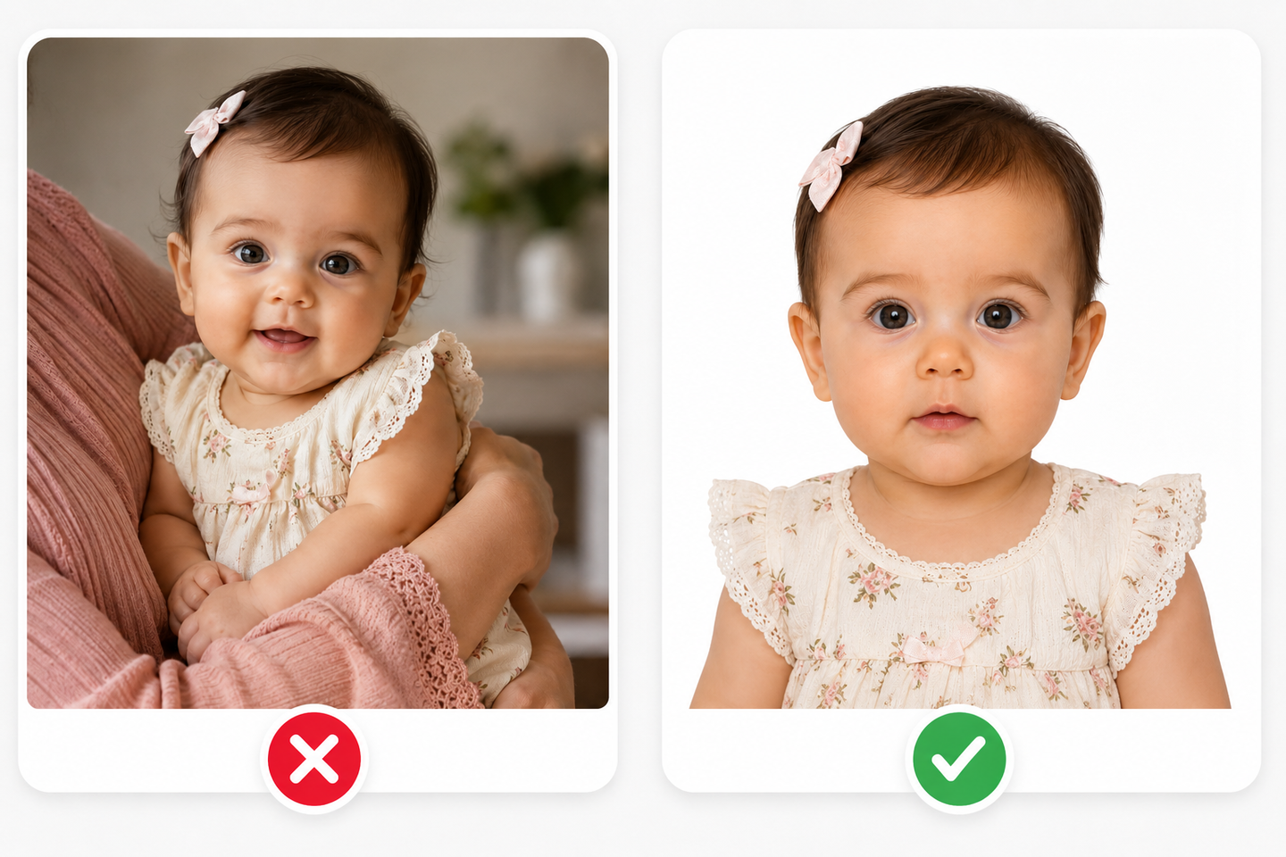 Baby passport photo without pacifiers or toys Baby passport photo without pacifiers or toys