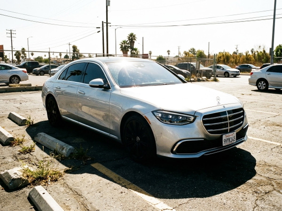 Car photo with bright reflective hotspots and harsh glare on bodywork