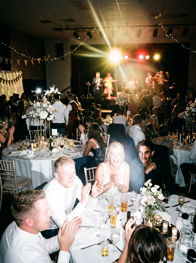 Event portrait with blown-out highlights and harsh exposure