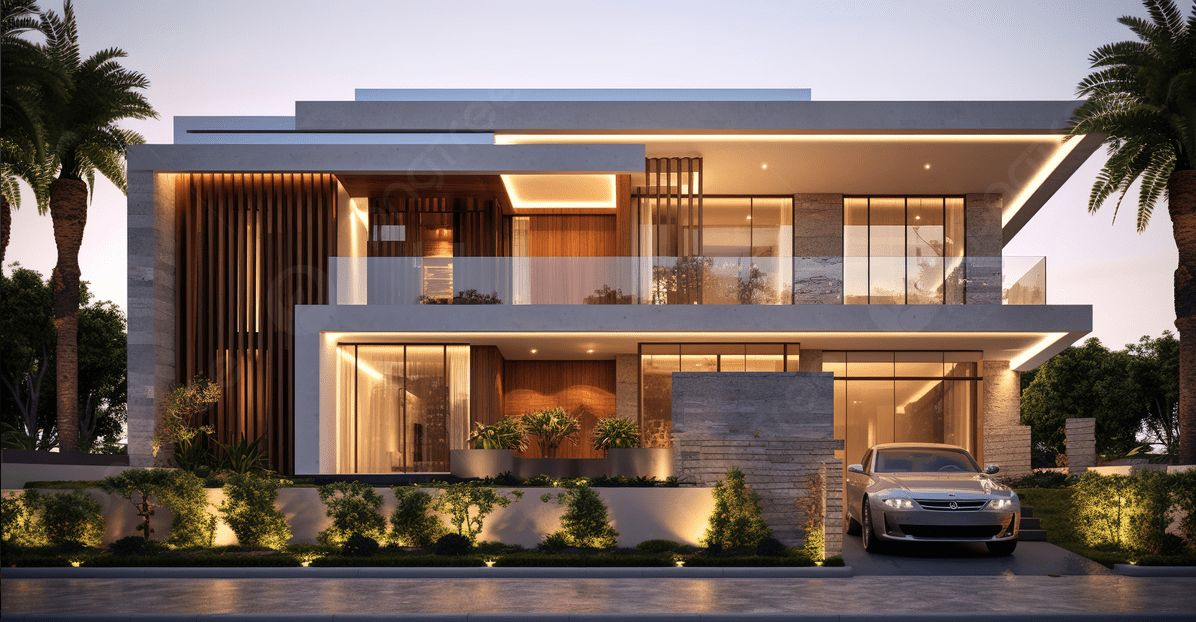 Real estate photo before AI background replacement, original sky and surroundings